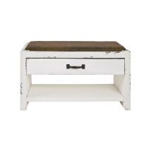 Range-Chaussures & Assise "Parquet" 72cm Blanc
