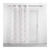 Rideau Voilage à Œillets 'Ariella' 140x280cm Blanc & Rose