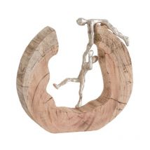 Paris Prix - Statuette Déco 'Binôme' 38cm Naturel & Argent