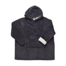 Plaid Sweat à Capuche 'Chevron' 85x115cm Gris Foncé