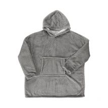 Plaid Sweat à Capuche 'Nid d'Abeille' 85x118cm Gris
