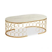 Table Basse Design en Marbre "Mayano" 110cm Or