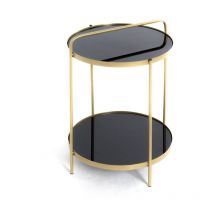Table d'Appoint Design "Proty" 51cm Or & Noir