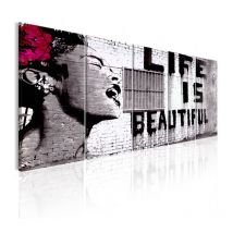 Paris Prix - Tableau Imprimé 'Banksy - Life is Beautiful' 90 x 225 cm