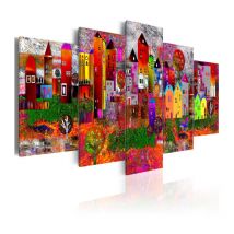 Tableau Imprimé "Colourful Small Town" 50 x 100 cm