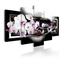 Tableau Imprimé "Orchids on a Black Background" 50 x 100 cm