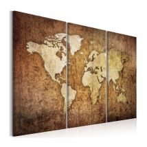 Tableau Imprimé "World Map : Brown Texture" 60 x 90 cm