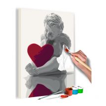 Tableau à Peindre Soi-Même 'Ange Coeur Rouge' 40x60cm