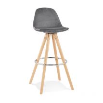 Paris Prix - Tabouret de Bar Scandinave 'Miro' 97cm Gris & Naturel