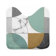 Paris Prix - Tapis Contour wc 'Geomarbre' 45x45cm Bleu