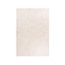 Paris Prix - Tapis Géométrique à Poils Longs 'Bijou' Blanc & Or 120 x 170 cm