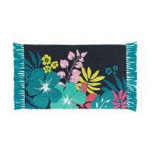 Paris Prix - Tapis Imprimé à Franges 'Hawaï' 50x80cm Bleu