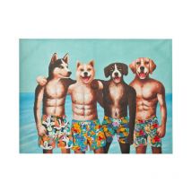 Toile Imprimée "Chiens en Short" 90x120cm Multicolore