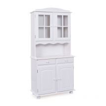Paris Prix - Vaisselier 4 Portes Bois Massif 'Alienor' 198cm Blanc