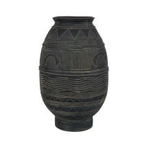 Vase Cruche en Ciment 'Black Lombok' 42cm Noir