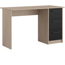 Parisot - Bureau droit 3 tiroirs - Décor chene Brooklyn - l 121,4 x p 55 x h 74.5 cm - essentielle