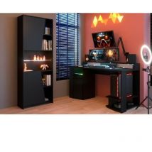 Les Tendances - Ensemble bureau gamer et bibliotheque parisot - Décor noir