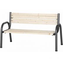 Park 3er Bank Gestell aus Stahl in anthrazit, Fläche aus Kiefernholz in natur