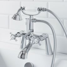 Architeckt - Traditional Bathroom Shower Mixer Tap Hose Handset Chrome Cross Handles Ceramic