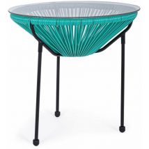 Moderne Lounge Set 'Parker' mit Sesseln und Couchtisch aus synthetischem Seil für Garten und Veranda -Couchtisch Ø50 cm / Hellblau