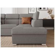 Loungitude - Canapé d'angle droit convertible 4 places paola avec coffre en tissu - Gris clair
