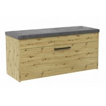 Hucoco - parmi - Meuble à chaussures style scandinave entrée - 100x35x49 - Banc avec rangement Chêne artisan