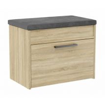 Parmi - Meuble à chaussures style scandinave entrée - 60x35x49 - Banc avec rangement Sonoma