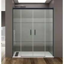 GME - Paroi 2 portes coulissants + 2 fixes basic spazio noir, Décoré: Frost Mesure: 172 - 182 cm