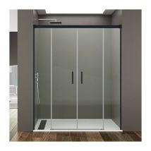 GME - Paroi 2 portes coulissants + 2 fixes basic spazio noir, Décoré: Transparent Mesure: 200 - 210 cm