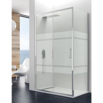 Allstone - Paroi - Cabine angulaire titan 1+1 avec côté fixe 130x80 cm Sérigraphié