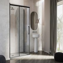 Idralite - Parois cabine de douche angulaire avec easy-clean h 200 verre transparent 8 mm mod. Prime Black duo 1 porte 70X130 vers gauche