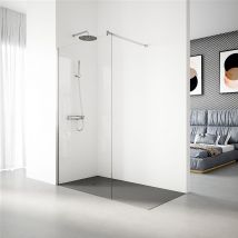 Real Shower - Paroi de douche 1 panneau fixe- 120 cm. Hauteur: 195 cm - Profilé Argent Haute Brillance - Verre de sécurité 6 mm Transparent