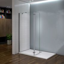 Aica Sanitaire - Paroi de douche 100x200cm avec retour pivotante 40cm et barre de fixation extensible aica verre anticalcaire