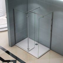 Aica Sanitaire - Paroi de douche 1000x1100x8mm paroi de douche italienne verre anticalcaire différentes dimensions barre fixation 360degrés 90cm et