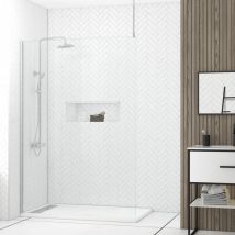 Aurlane - Paroi de Douche 140x200cm Verre Transparent - Profilé + Barre Plafond Finition Chrome - freedom 2