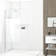 Aurlane - Paroi de Douche 80x200cm Dépolie - Profilé + Barre Plafond Finition Chrome - freedom 2 frosted