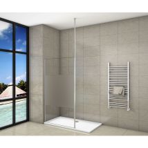 Paroi de douche 90x200cm en 8mm verre anticalcaire et sablé au centre et livré une barre de fixé à plafond