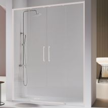 Kassandra - Paroi de douche 2 verres fixes + 2 portes coulissantes delta blanc mat 136-138.6 cm
