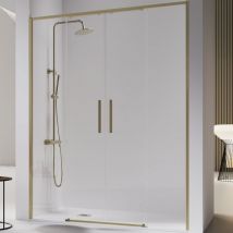 Kassandra - Paroi de douche 2 verres fixes + 2 portes coulissantes delta or brossé 158-160.6 cm