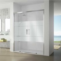 Kassandra - Paroi de douche 2 verres fixes + 2 portes coulissantes S400 verre sérigraphié 160 cm Paroi latérale : 76.5 - 79 cm