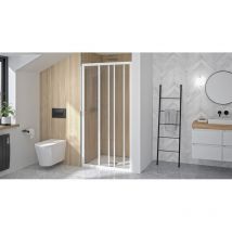 Supra 3V 2 volets coulissants 80cm profilé blanc verre transparent Kinedo PA1550BTN
