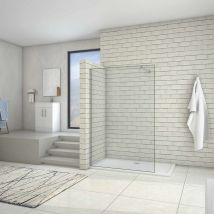 Aica Sanitaire - aica paroi de douche 90x200cm douche à l'italienne en 10mm verre anticalcaire et securit avec une barre de fixation carrée extensible