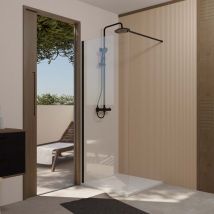 Aurlane - Paroi de Douche 80x200cm en Verre Trempé Transparent 8mm Anticalcaire - Profilé Noir Mat - lina