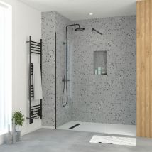 Aurlane - Paroi de Douche 100x195 cm en Verre Trempé 5 mm - Finition Noire - dark elementary