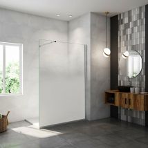 Aica Sanitaire - aica paroi de douche à l'italienne 120x200cm Modèle Brume avec barre de stabilisation 73-120cm en carré Paroi latérale fixe en 8mm