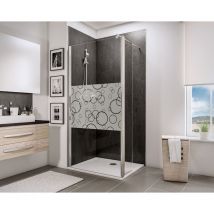 Schulte - Paroi de douche fixe à l'italienne avec retour pivotant, profilé aspect chromé, Walk In style industriel, NewStyle anticalcaire, décor