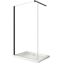 Giorgy - Paroi de douche à l'italienne de 8 mm avec cadre et bras Noir h.200 transparent CM.88-90