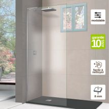 Superban - Pare douche fixe en verre sécurité transparent ép 8mm anti calcaire, L.100H.195 cm, profilé chrome Mont Blanc e