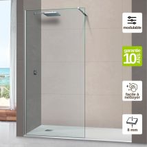 Superban - Pare douche fixe en verre sécurité transparent ép 8mm anti calcaire, L.110H.195 cm, profilé chrome Mont Blanc cc