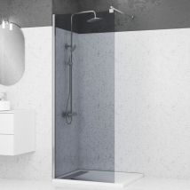 Aurlane - Paroi de Douche 80x200cm - Verre Trempé Fumé 8mm - Profilé Chrome - freedom 2 smoked